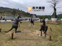 公園小區景觀鑄銅動物袋鼠雕塑